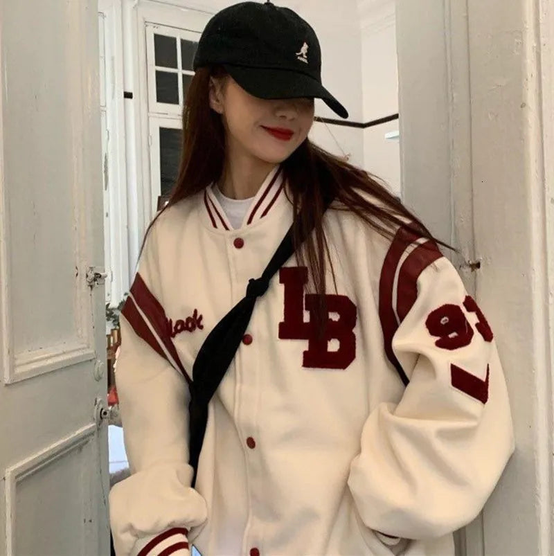Jackets Men's Spring and Autumn Baseball Uniform Y2K Retro Trend Leather Jacket Heavy Industry Embroidery White Short Coat Ins