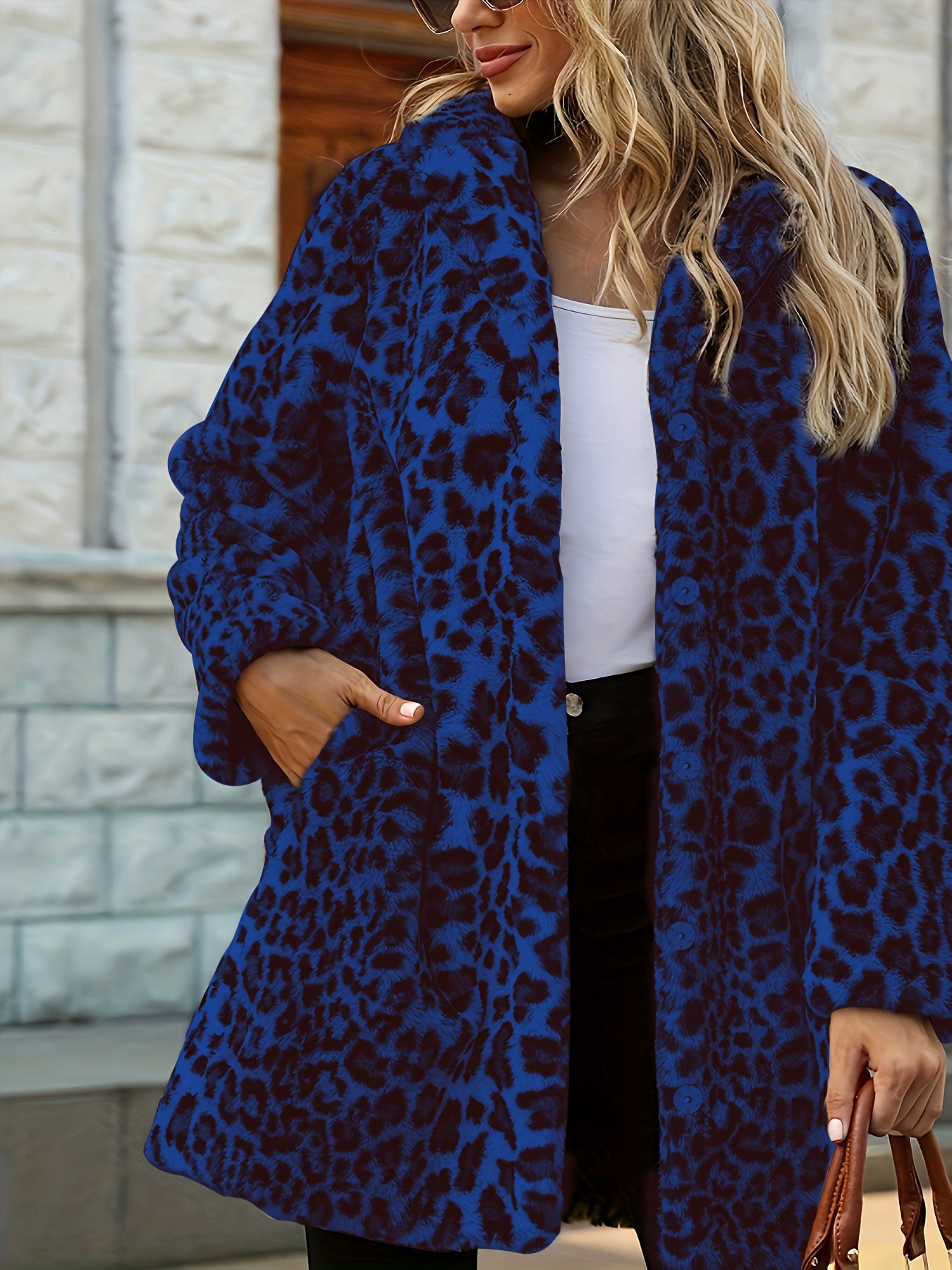 Chic Leopard Print Fuzzy Coat - Ultra-Soft Open Front Long Sleeve Winter Wear - Perfect for Fashion-Forward Women