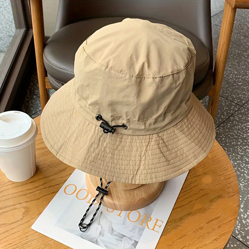 1pc Foldable Portable Sunshade Bucket Hat - Waterproof, Quick Drying, Adjustable Backpack Buckle, Breathable, Lightweight, Versatile Outdoor Mountaineering Hat for Men and Women - Perfect for Fishing, Hiking, Camping, Traveling
