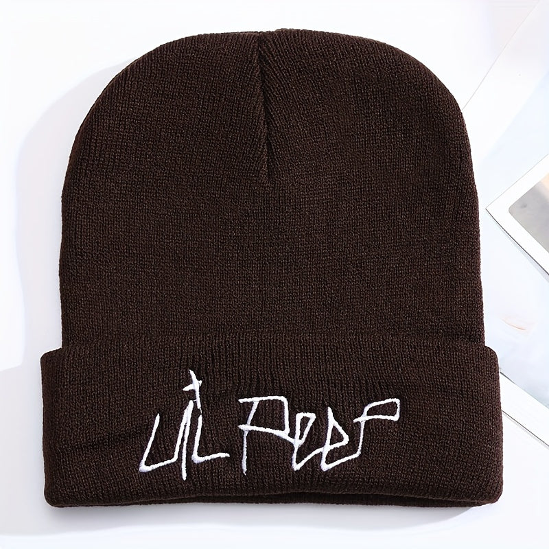 Trendy Embroidered Acrylic Beanie - Unisex Street Style, Comfortable Warmth for Winter & Autumn