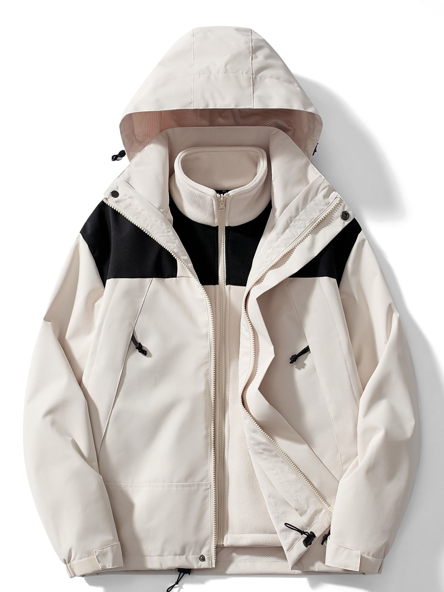 Ultimate Outdoor Adventurer's 3-in-1 Waterproof and Windproof Sports Jacket - Perfect for Mountaineering, Skiing, and Hiking - Breathable, Lightweight, and Durable with Adjustable Hood and Hem