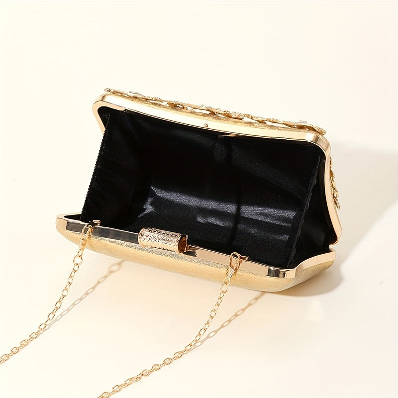 Elegant Rhinestone Evening Bag, Classic Banquet Handbag, Women's Formal Dinner Purse For Wedding Party Prom