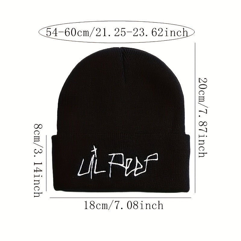 Trendy Embroidered Acrylic Beanie - Unisex Street Style, Comfortable Warmth for Winter & Autumn