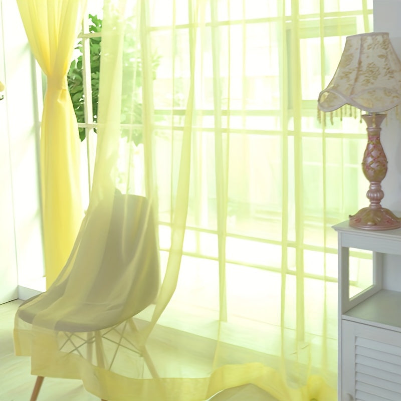 2pcs Vibrant Floral Sheer Voile Curtains - Lightweight, Breathable Window Panels for Living Room & Bedroom Decor, 78.7" x 39.4", Easy Care
