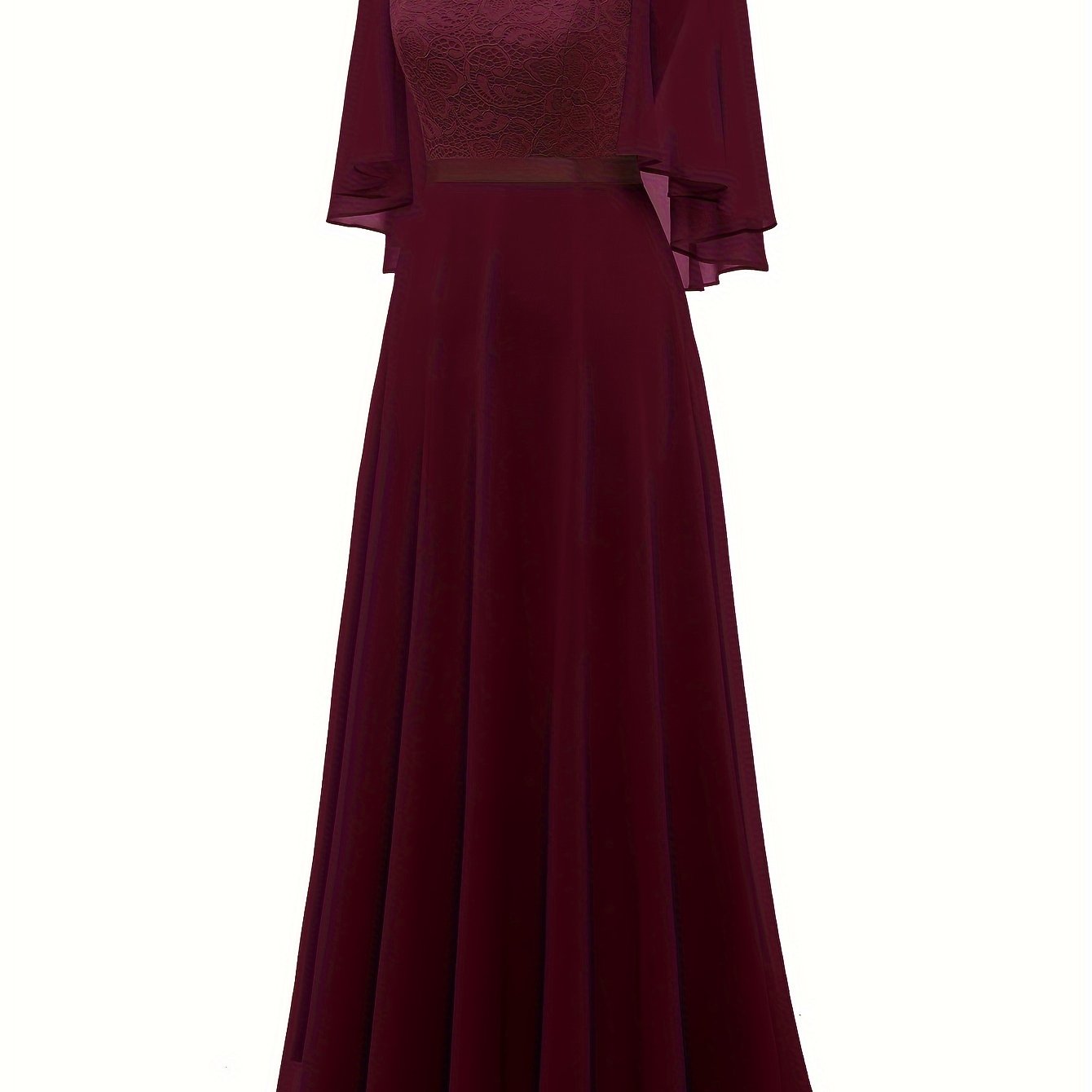 LOVECCR Timeless Solid Lace Aline Bridesmaid Dress - Chic Crew Neckline, Flattering Wedding Party Gown - Premium Womens Fashion