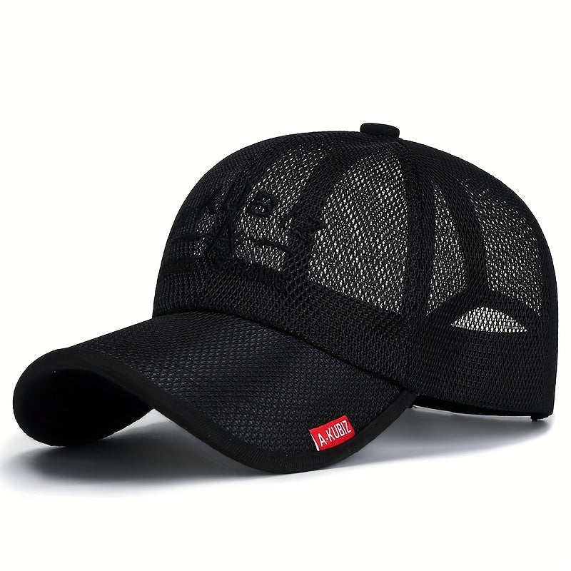 Men's Fashion Breathable Letter Mesh Baseball Cap, Outdoor Fishing Cap, Sun Hat