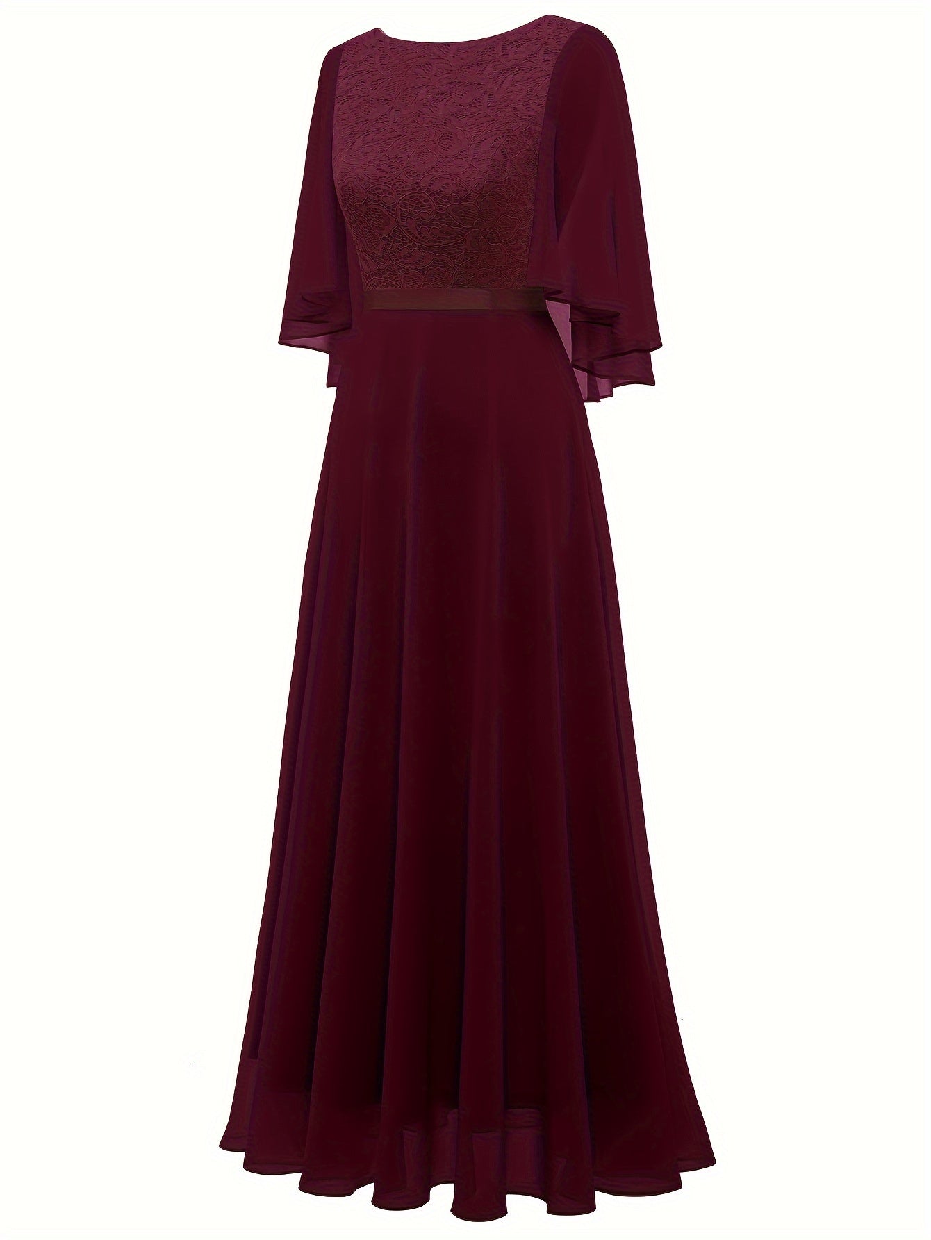 LOVECCR Timeless Solid Lace Aline Bridesmaid Dress - Chic Crew Neckline, Flattering Wedding Party Gown - Premium Womens Fashion