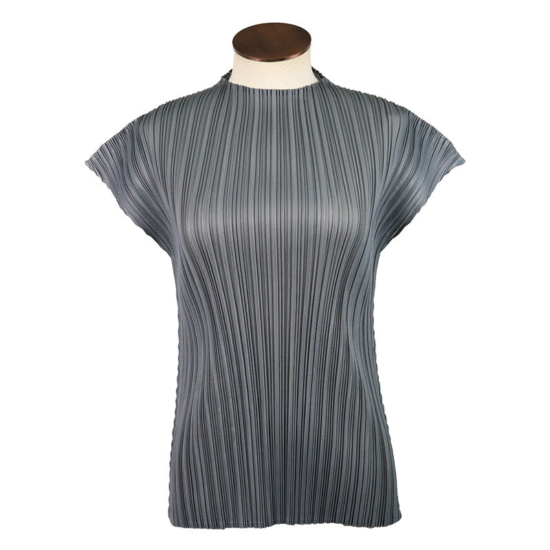Miyake summer classic simple loose small fly sleeve t-shirt thin top women's clothing one piece hair