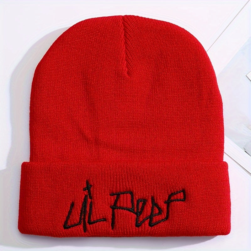 Trendy Embroidered Acrylic Beanie - Unisex Street Style, Comfortable Warmth for Winter & Autumn