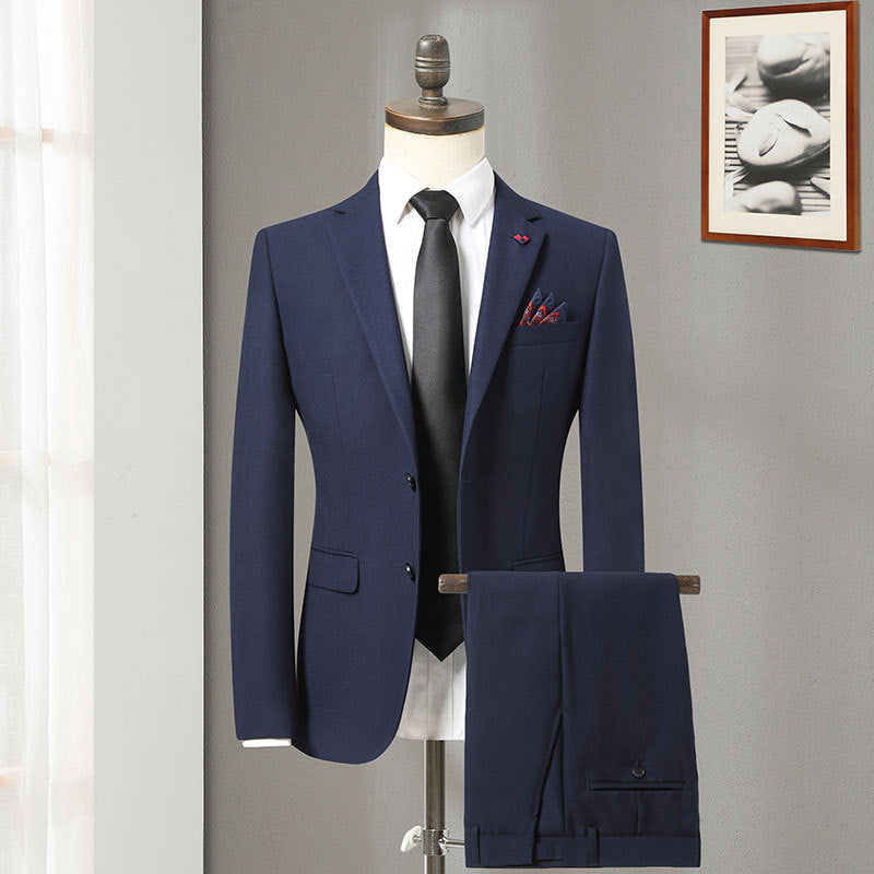 LOVECCR New Men's Brand Cut-off Suit Suit in Blue Flat Collar Elegant Fashion Slim Wedding Dress Best Man