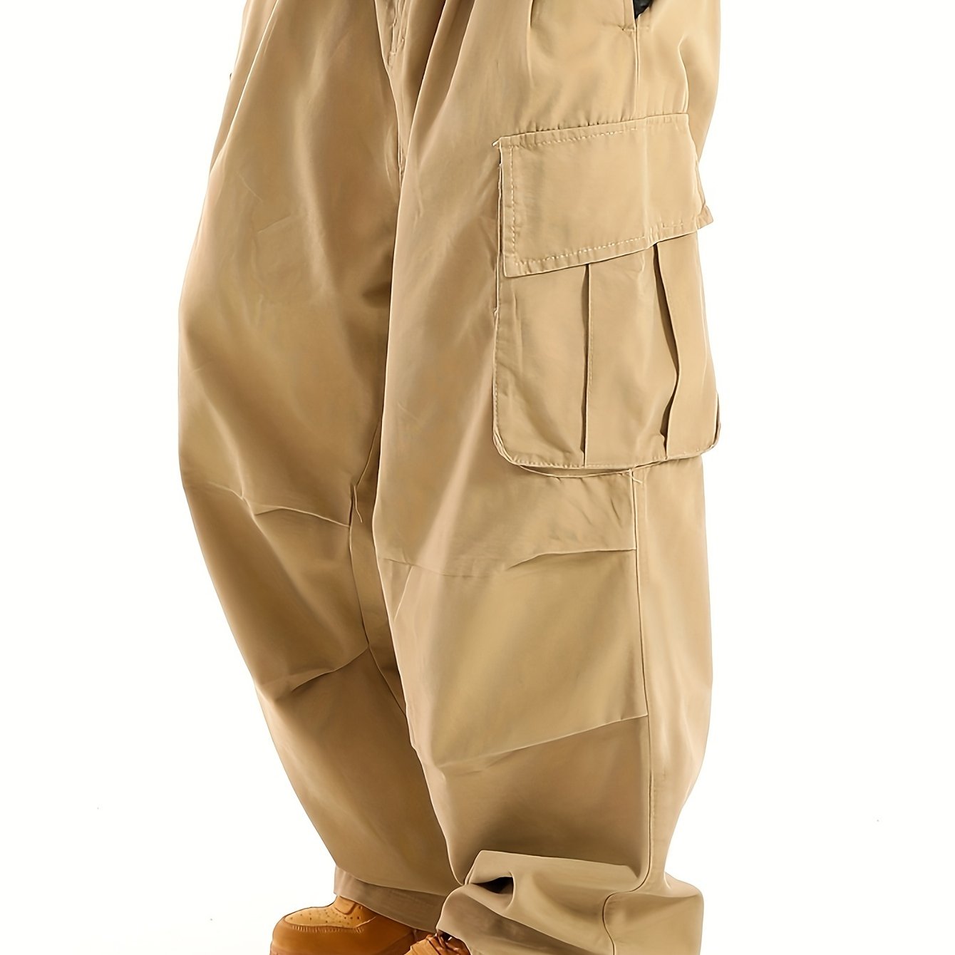 Relaxed Fit Streetwear Cargo Pants for Men - Comfortable Drawstring Waist, Multiple Functional Pockets, All-Season Outdoor and Leisure Wear, Ideal for Work and Daily Life
