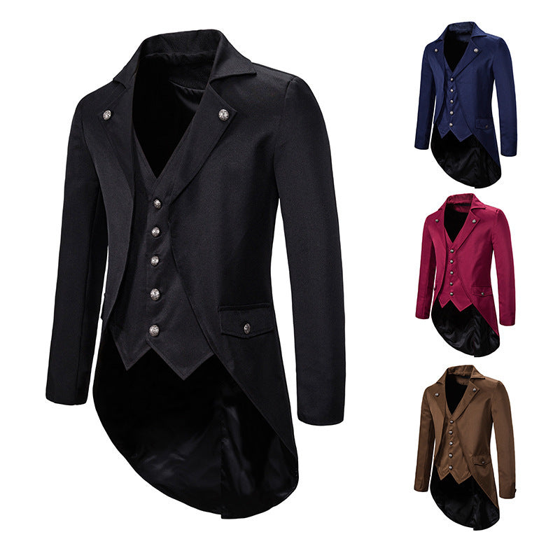 LOVECCR European and American Style Men's Clothing Autumn and Winter Evening Dress Swallowtail Men's Lapel Suit F01