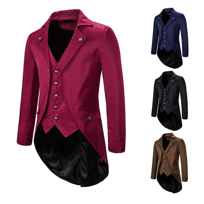 LOVECCR European and American Style Men's Clothing Autumn and Winter Evening Dress Swallowtail Men's Lapel Suit F01