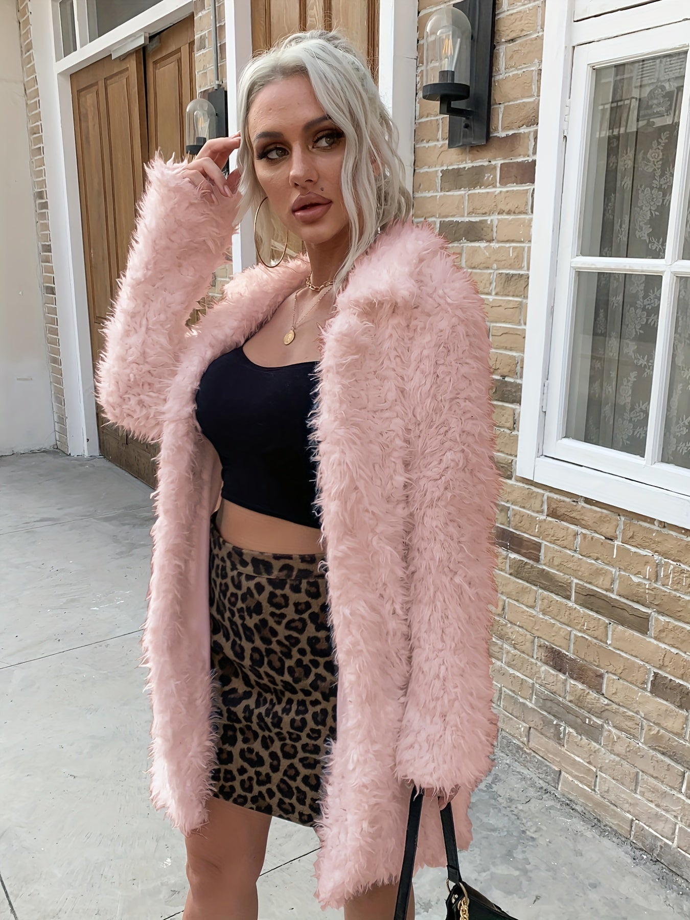 Luxurious Faux Fur Plush Jacket - Warm Long Sleeve Winter Coat for Women with Pockets - Soft, Casual, and Stylish Outerwear for Cold Weather