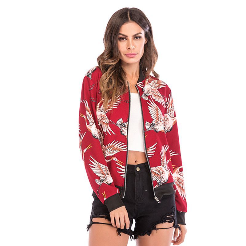 LOVECCR Hot trade autumn and winter baseball jersey 2025 women's clothing long-sleeved zipper printed jacket jacket women