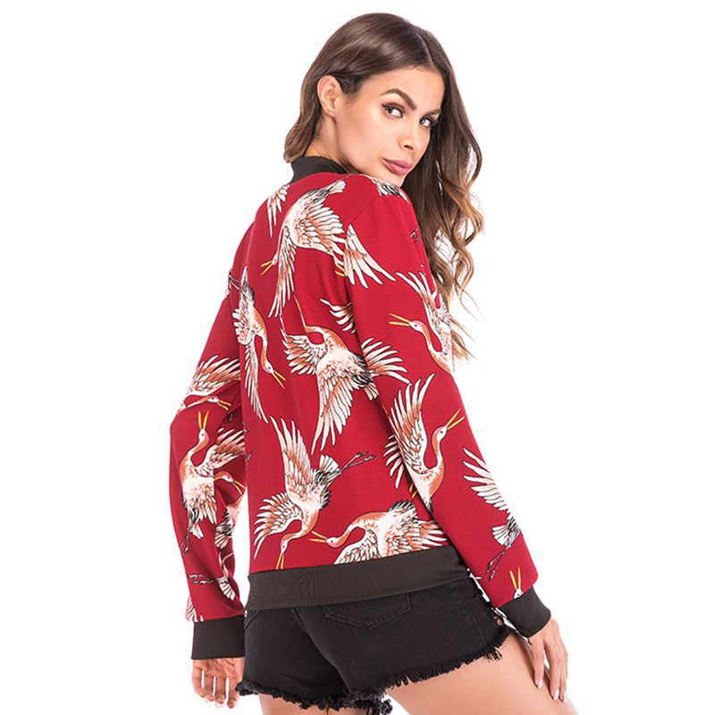 LOVECCR Hot trade autumn and winter baseball jersey 2025 women's clothing long-sleeved zipper printed jacket jacket women