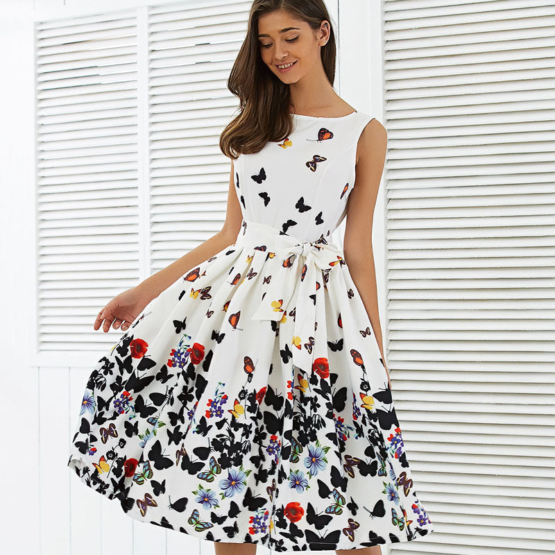 LOVECCR European and American Foreign Trade Spring-Summer New Type Sleeveless Printed Dress Women's Cross-Border Peripheral