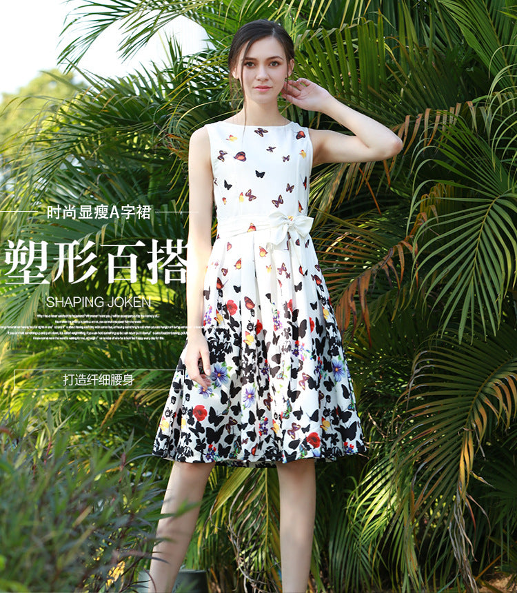 LOVECCR European and American Foreign Trade Spring-Summer New Type Sleeveless Printed Dress Women's Cross-Border Peripheral