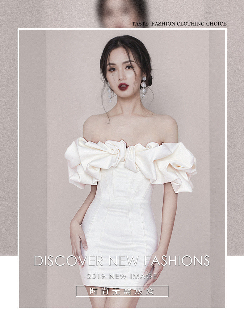 LOVECCR Socialite Temperament Party Gathering Advanced Texture Small Dress Black Strapless Tube Top Package Hip Slim Fit Dress