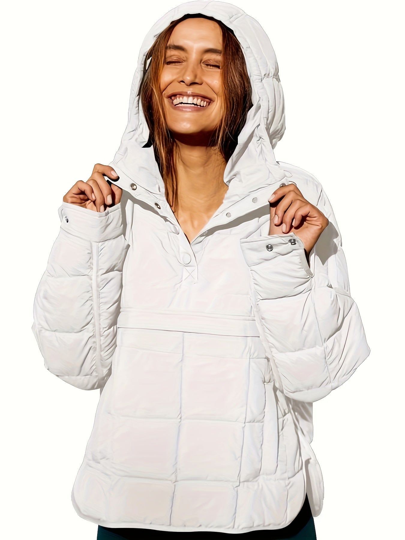 Womens Stylish Solid Hooded Winter Coat - Cozy Fleece Lined, Long Sleeve, Warm Outerwear for Fall & Winter - Versatile Casual Style