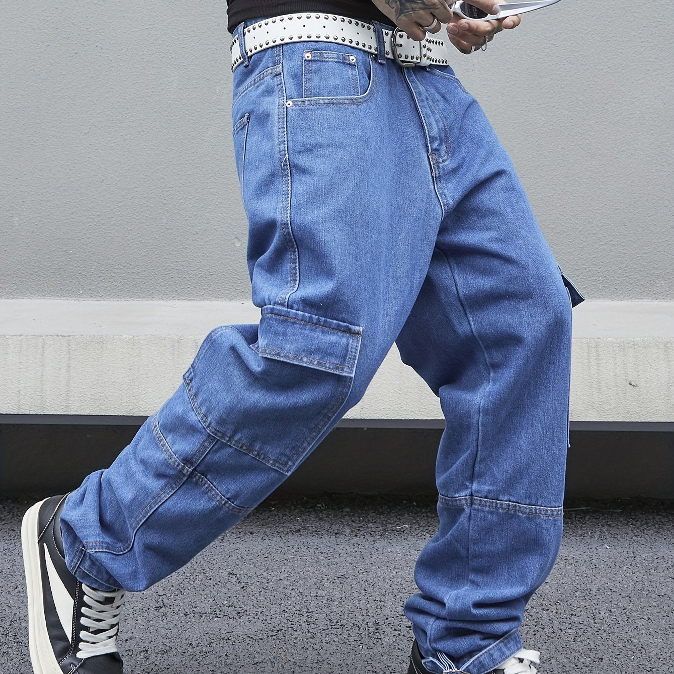 Men's Loose Fit Wide Leg Jeans, Men's Stylish Comfy Denim Pants, Street Style Fashion