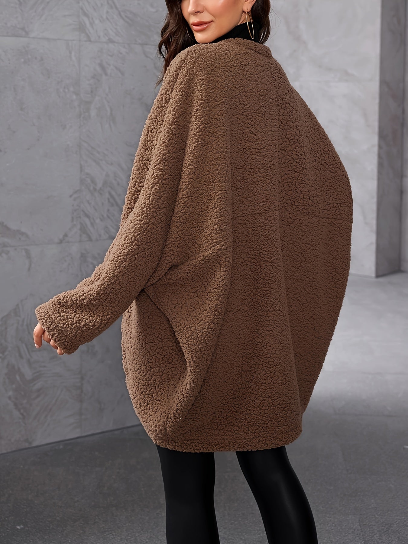 Stylish Batwing Sleeve Jacket - Soft, Solid Color, Open Front, Elegant Design, Warm Winter & Fall Wear, Women's Clothing, Versatile Outerwear for Daily Life