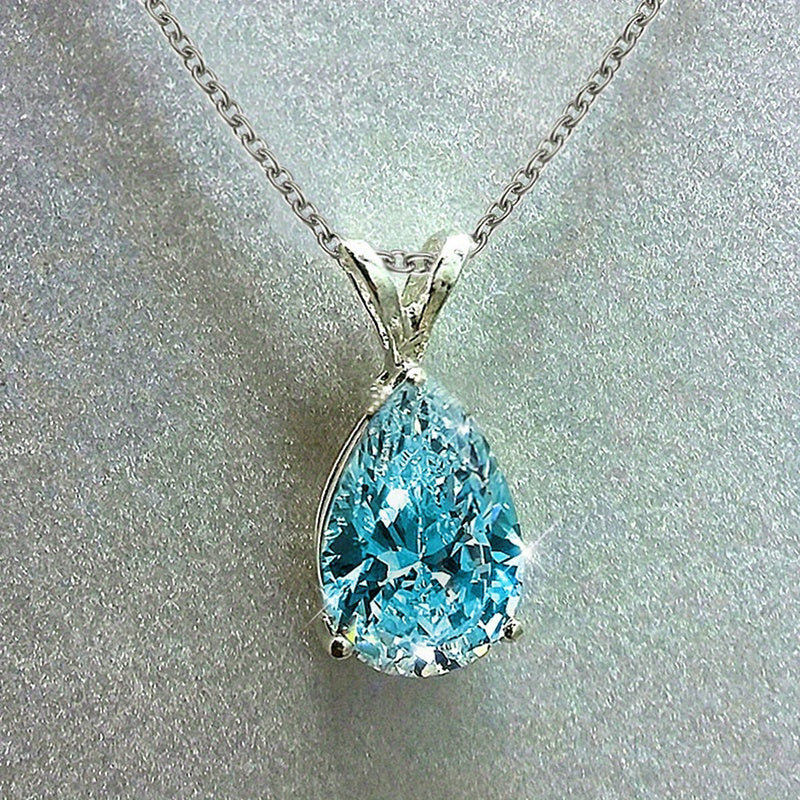Radiant Teardrop Zircon Pendant Necklace - Sparkling Synthetic Gemstone Jewelry for Wedding Proposals, Glamorous Parties & Banquets - Timeless Chic Accessory with High-Quality Craftsmanship