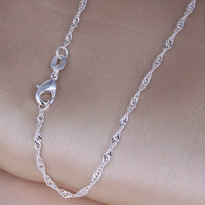 16-30 Adjustable Sterling Silver Wave Chain Necklace - Exquisite and Sophisticated, Versatile DIY Accessory, Glamorous Party Style - Perfect for Wedding and Engagement Celebrations