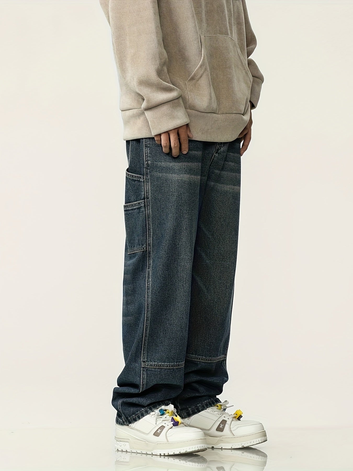 Men's Casual Loose-Fit Cotton Pants | Multi-Pocket Outdoor Utility | Non-Sheer Woven Fabric | Ideal for Spring/Fall