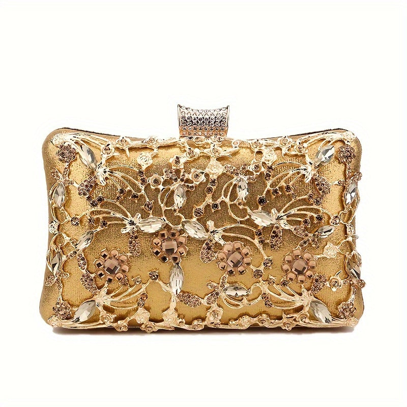 Elegant Rhinestone Evening Bag, Classic Banquet Handbag, Women's Formal Dinner Purse For Wedding Party Prom