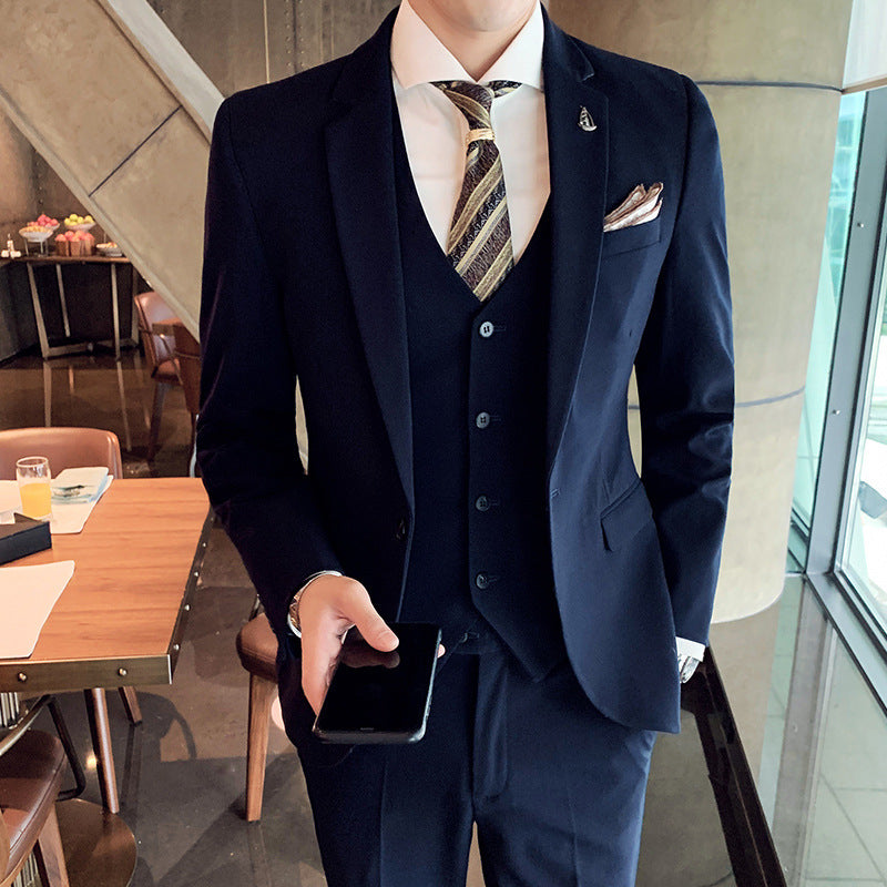 LOVECCR One Piece Dropshipping Men's New Suit Three-Piece Slim-Fit Korean-Style Business Banquet Groom Suit Dress Suit