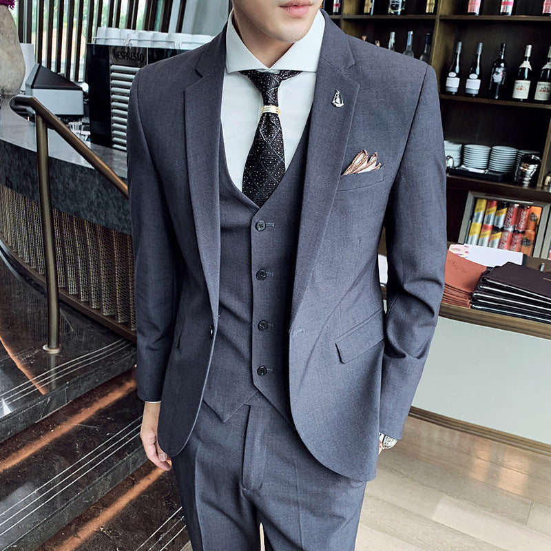 LOVECCR One Piece Dropshipping Men's New Suit Three-Piece Slim-Fit Korean-Style Business Banquet Groom Suit Dress Suit