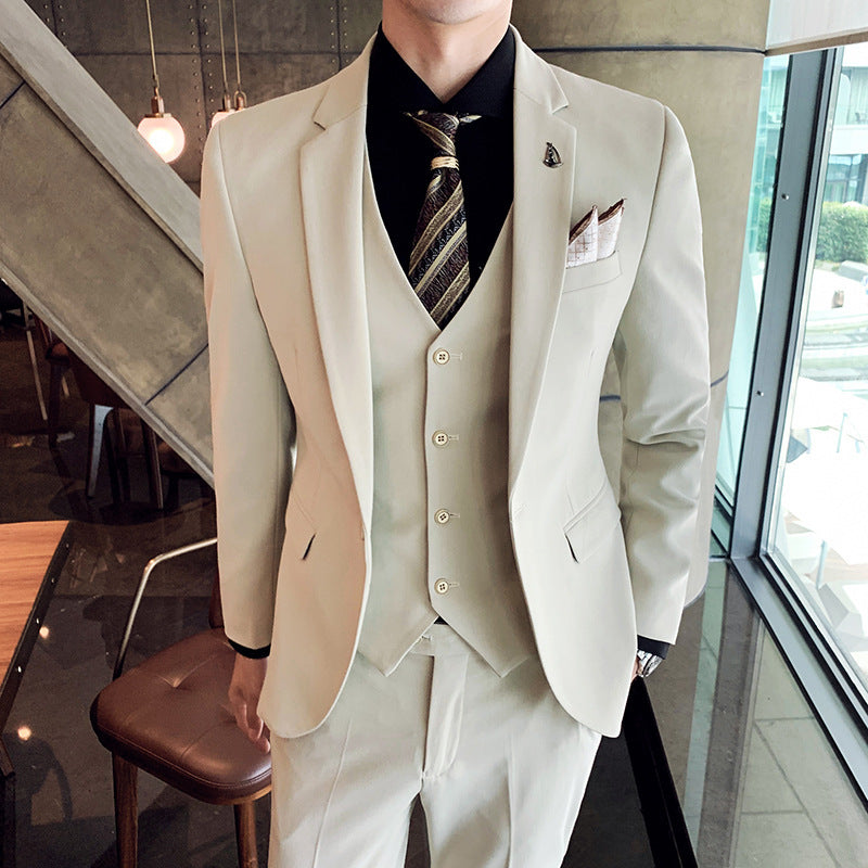 LOVECCR One Piece Dropshipping Men's New Suit Three-Piece Slim-Fit Korean-Style Business Banquet Groom Suit Dress Suit