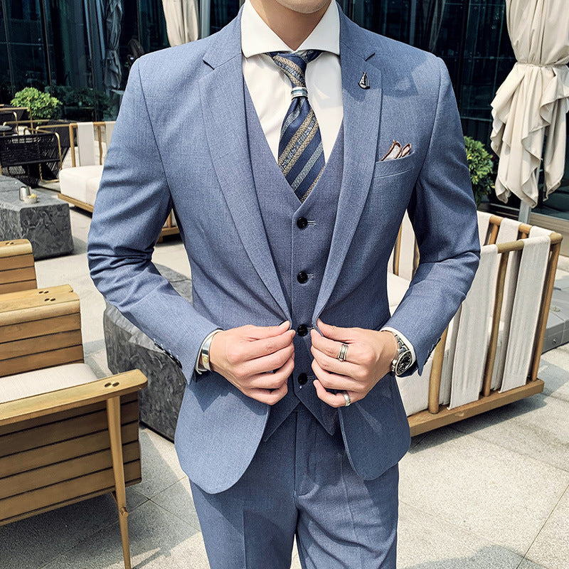 LOVECCR One Piece Dropshipping Men's New Suit Three-Piece Slim-Fit Korean-Style Business Banquet Groom Suit Dress Suit
