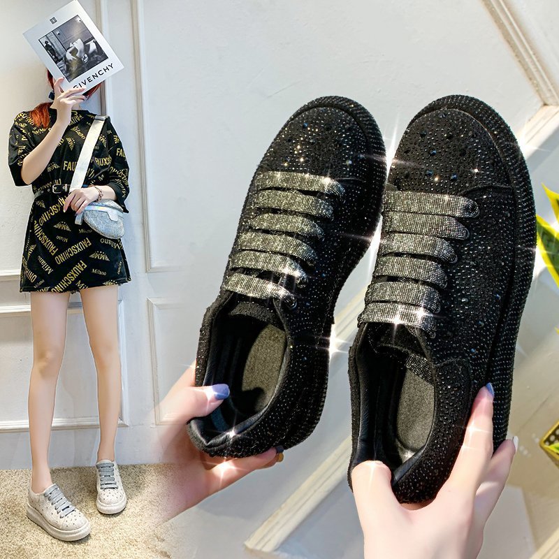 loveccr HOTan Station Autumn New Full Diamond Platform Sports Casual Shoes Internet Celebrity Leather Women's Shoes Fashion Shoes