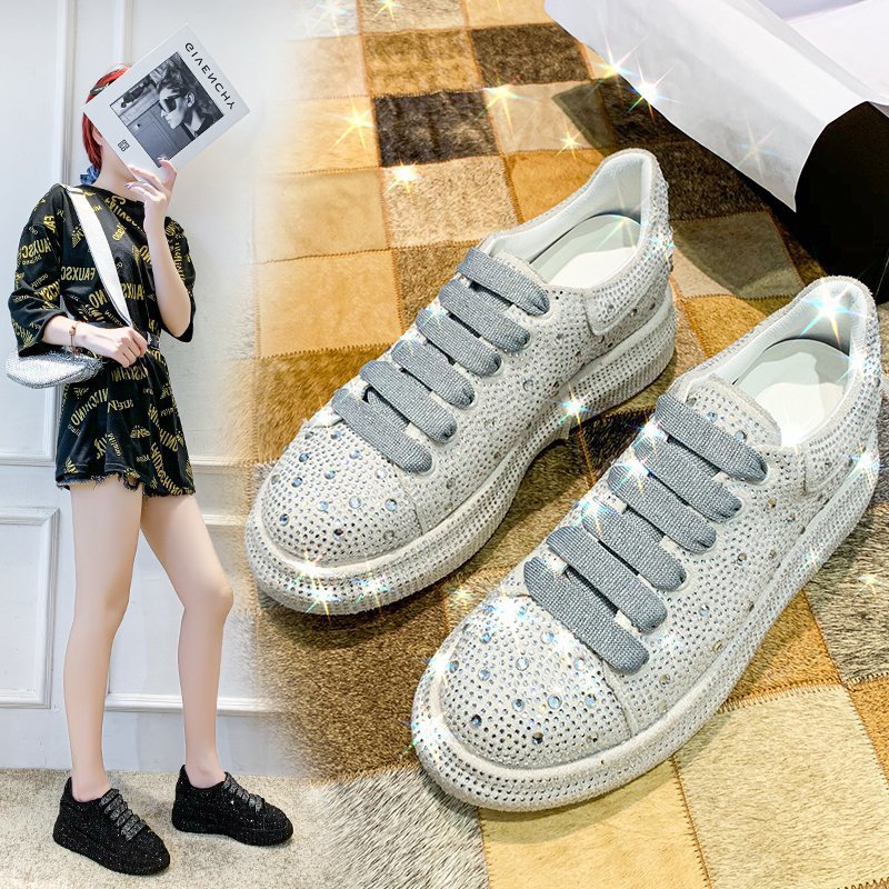 loveccr HOTan Station Autumn New Full Diamond Platform Sports Casual Shoes Internet Celebrity Leather Women's Shoes Fashion Shoes
