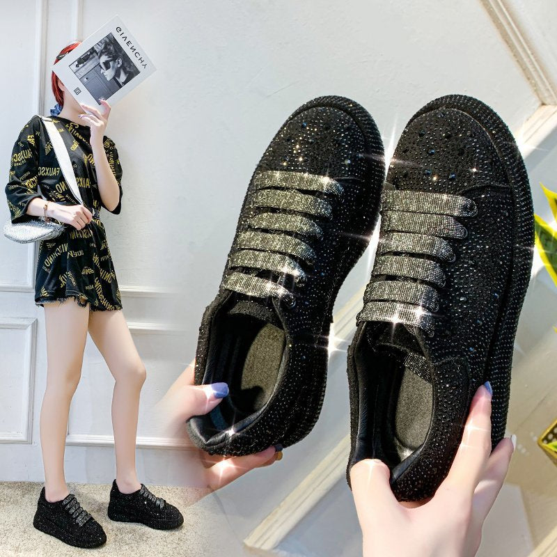 loveccr HOTan Station Autumn New Full Diamond Platform Sports Casual Shoes Internet Celebrity Leather Women's Shoes Fashion Shoes