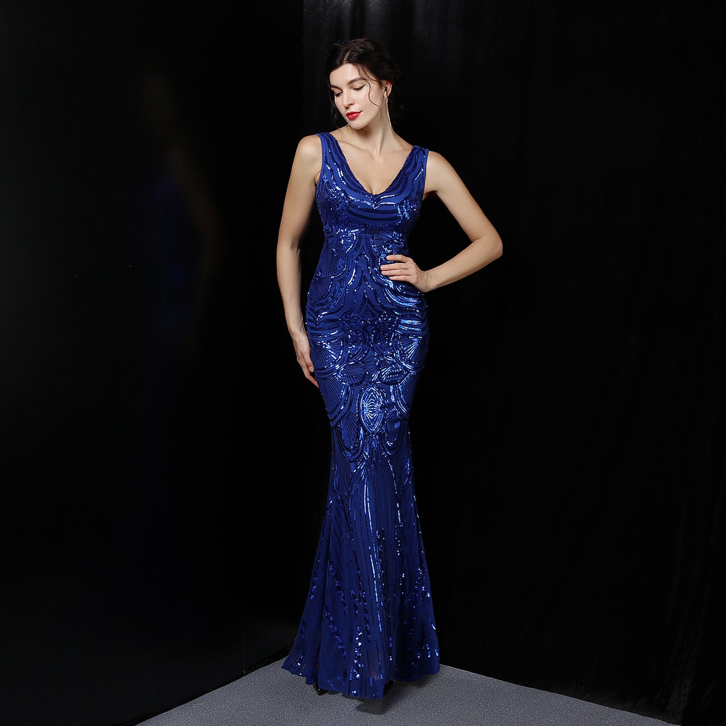 812 #Bridal Toast 2017 New Banquet Evening Dress Long Host Slim Wedding Dress Female Fish Tail