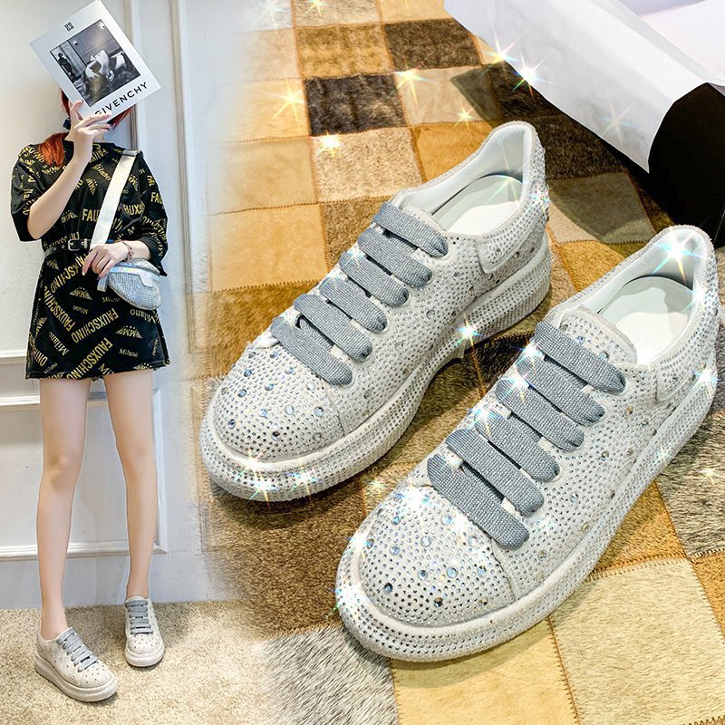 loveccr HOTan Station Autumn New Full Diamond Platform Sports Casual Shoes Internet Celebrity Leather Women's Shoes Fashion Shoes