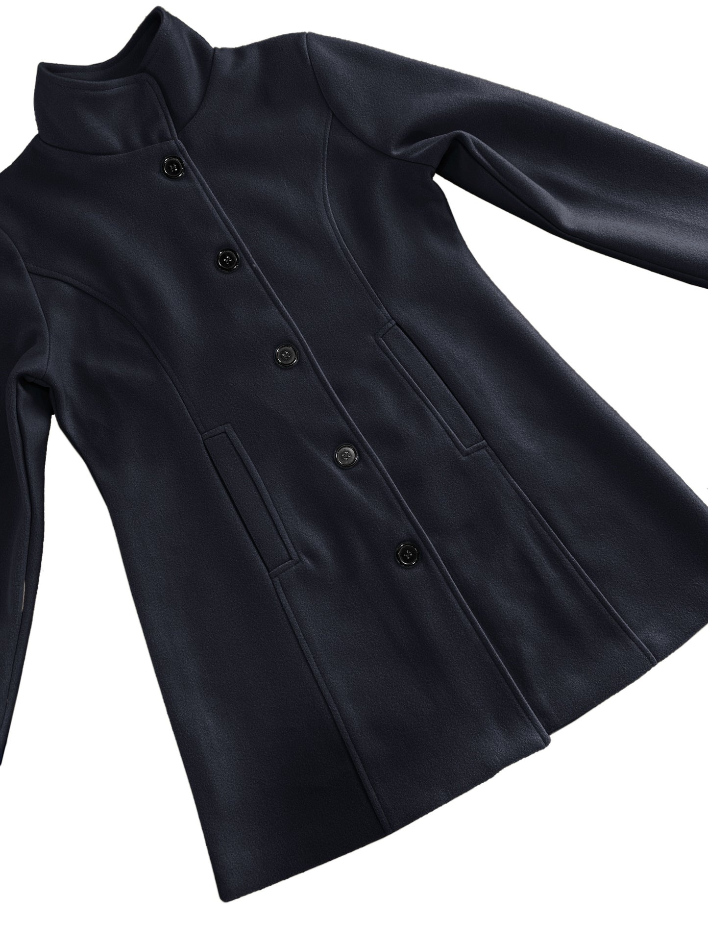 Solid Single Breasted Coat, Casual Long Sleeve Fall & Winter Outerwear, Women's Clothing