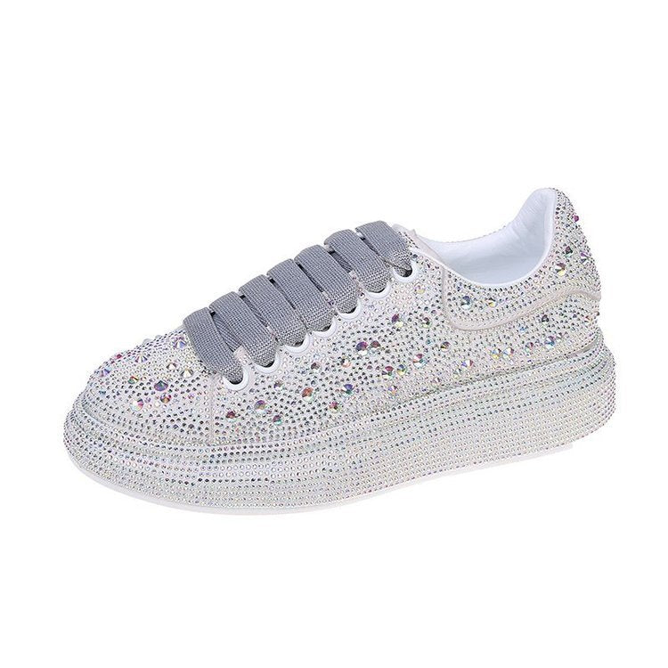 loveccr HOTan Station Autumn New Full Diamond Platform Sports Casual Shoes Internet Celebrity Leather Women's Shoes Fashion Shoes
