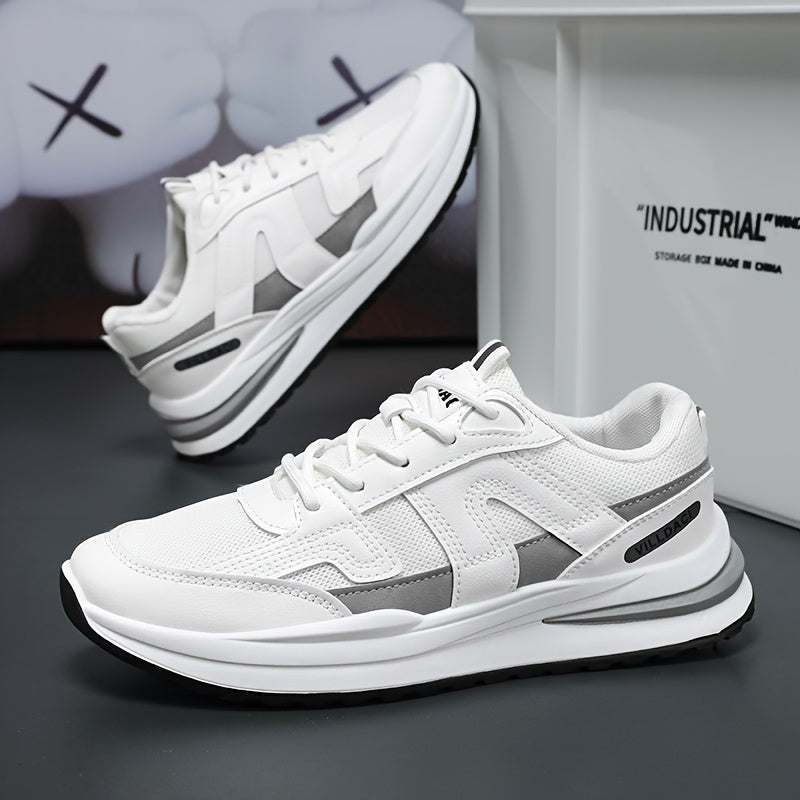 Men's Breathable Lace-Up Sneakers - Non-Slip, Comfortable for Running & Casual Wear, All Seasons