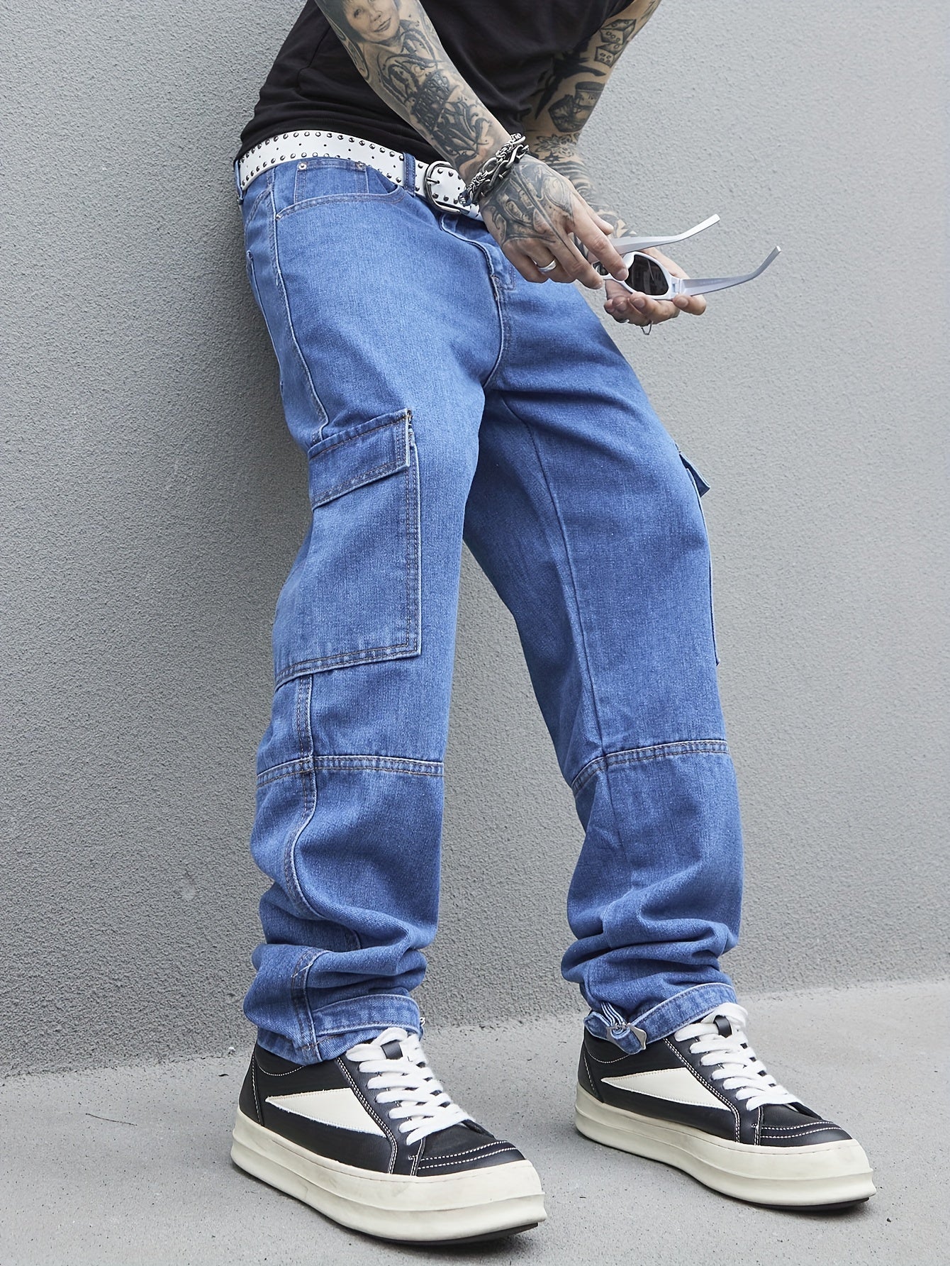 Men's Loose Fit Wide Leg Jeans, Men's Stylish Comfy Denim Pants, Street Style Fashion