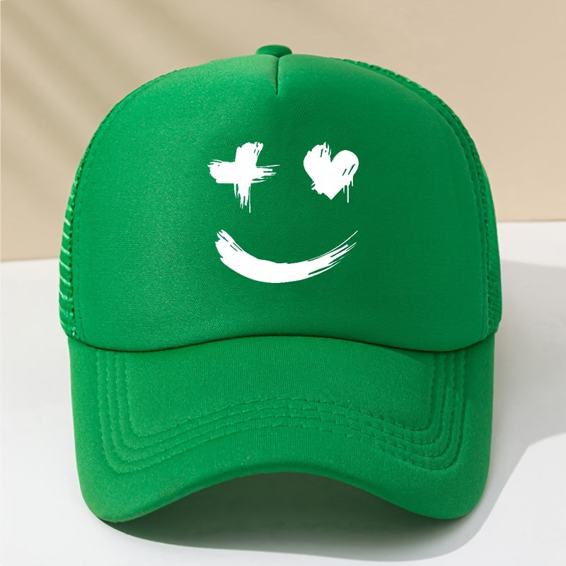 Summer Fun Cartoon Print Baseball Cap - Stylish Mesh Peaked Cap for Men and Women - Breathable, Adjustable, and Sunshade Cap for Outdoor Activities