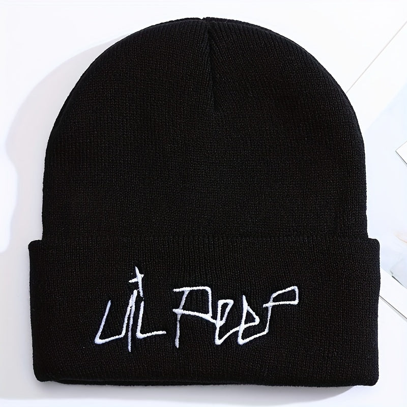Trendy Embroidered Acrylic Beanie - Unisex Street Style, Comfortable Warmth for Winter & Autumn