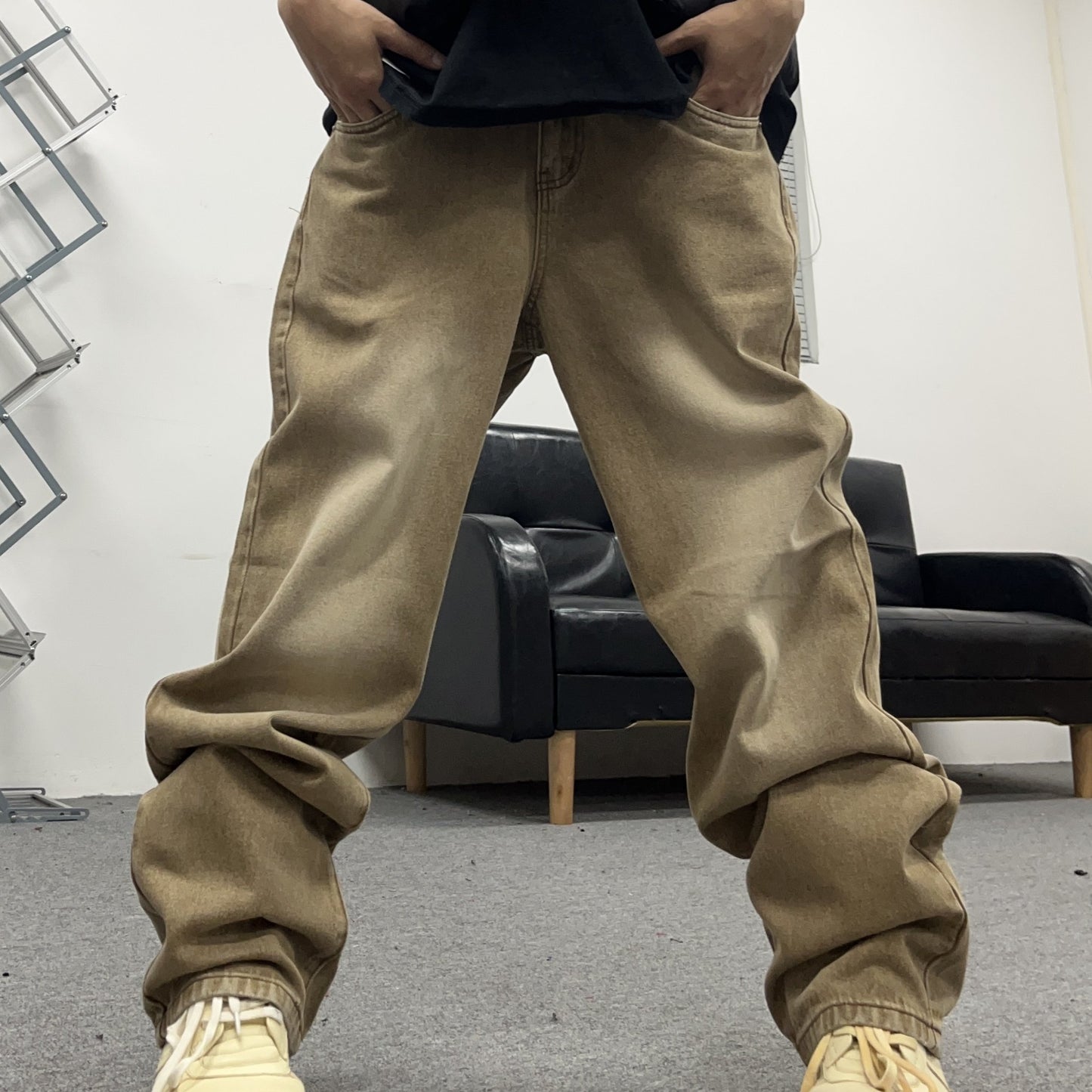 Mens Comfortable Loose Fit Wide Leg Jeans - Chic Street Style Denim Pants for Fashionable Men - High-Quality, Durable, and Sophisticated Design