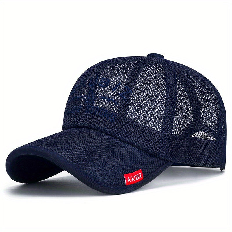 Men's Fashion Breathable Letter Mesh Baseball Cap, Outdoor Fishing Cap, Sun Hat