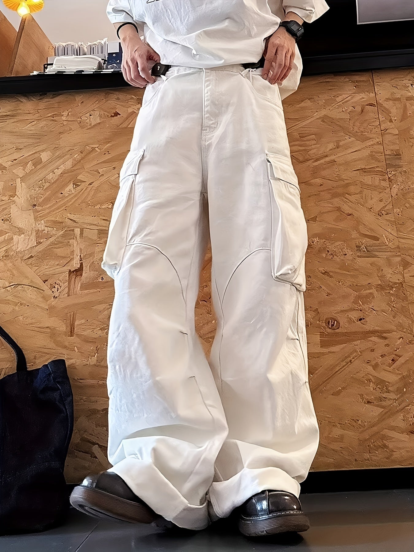 Men's Loose Fit Wide Leg Jeans With Pockets, Men's Stylish Comfy Denim Pants, Street Style Fashion