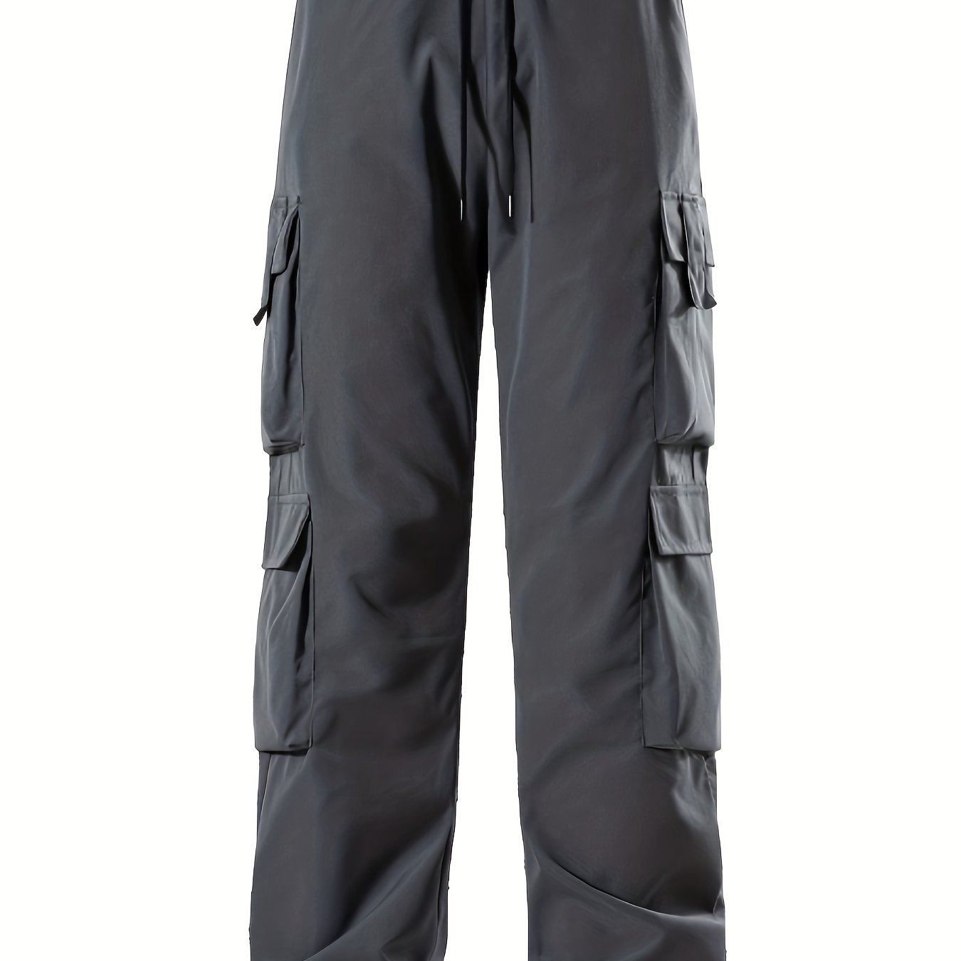 Mens Comfortable Loose Solid Cargo Pants - Multiple Spacious Pockets, Adjustable Casual Drawstring Waistband, Comfortable Loose Fit - Perfect for Outdoor Enthusiasts and Adventurers