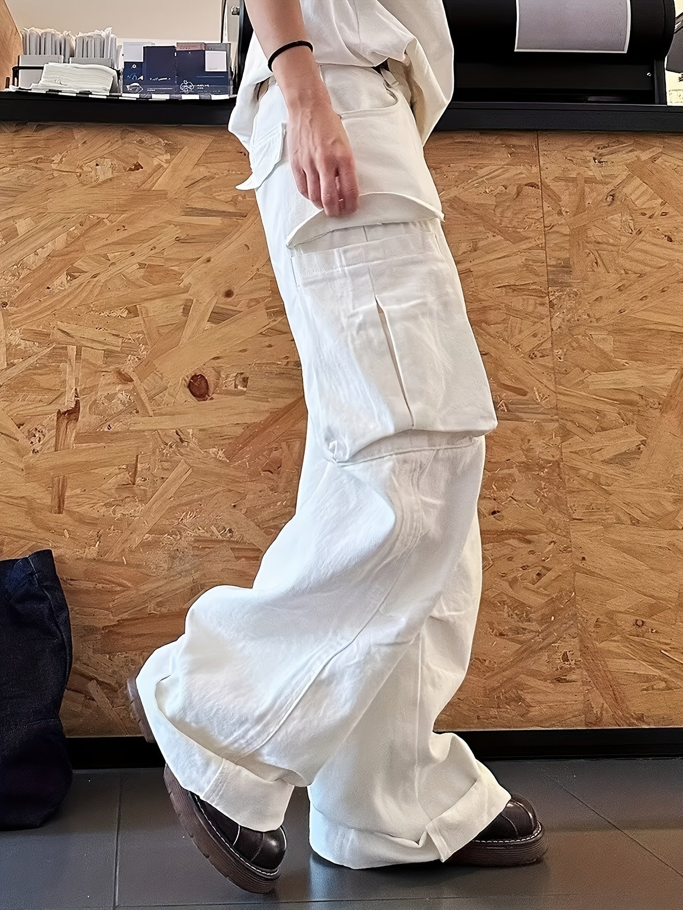Men's Loose Fit Wide Leg Jeans With Pockets, Men's Stylish Comfy Denim Pants, Street Style Fashion